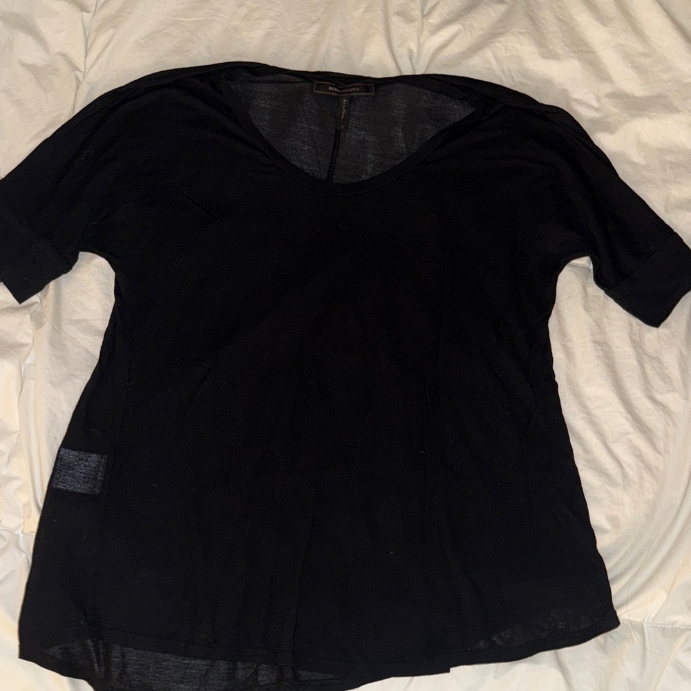 BCBGMaxAzria Classic Black Short Sleeve sheer tee